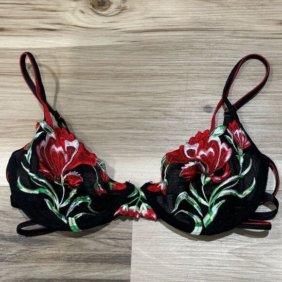 Rampage Y2K Rose Semi Sheer Strappy Bra Women’s 34C - Picture 1 of 4